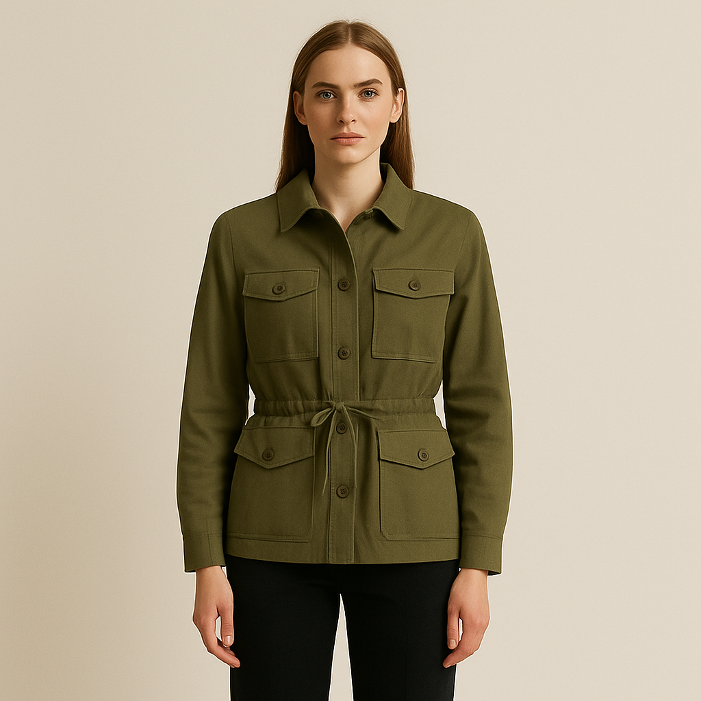 Utility-Jacke in Olivgrün mit Taillenzug