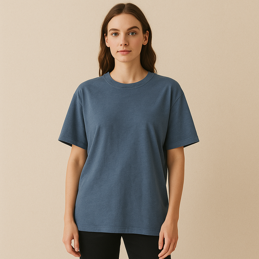 Oversize-T-Shirt aus Bio-Baumwolle in Indigo-Blau